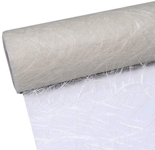 Sizoweb Tischband - 25 Meter Rolle + 100 Deko Sterne in Silber Gratis (30cm Breite, Sahneweiss)