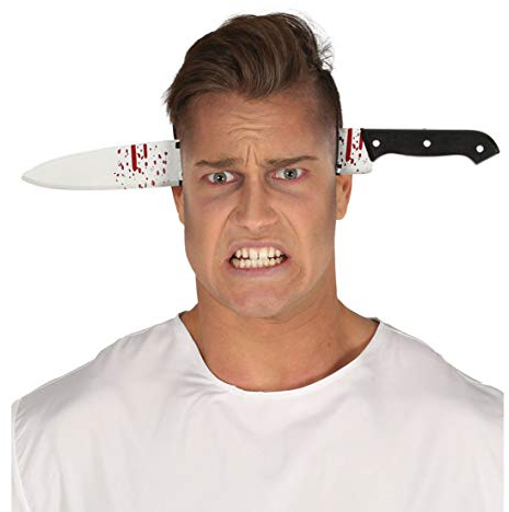 FIESTAS GUIRCA | Cerchietto Coltello Argentato (35 cm) - Accessorio per Costume di Halloween e Feste Horror - Ideale per Adulti e Bambini - Cerchietto Scherzo per Spaventare - Argento