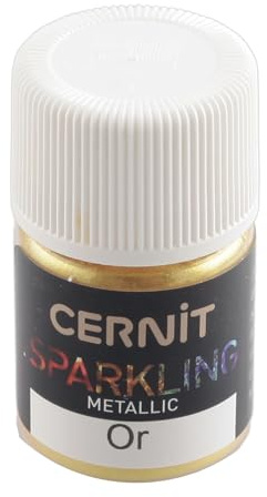 CERNIT CE6100005050C - Dose Pigmentpulver 5g, SPARKLING METALLIC, für Modelliermasse (Polymer) und Epoxidharz geeignet, für die Malerei, DIY- und Bastelprojekte, Gold mit Metalleffekt, 1 Stück