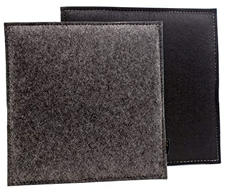 Luxflair Eckiges Filz Wende-Sitzkissen 6er Set in dunkelgrau/schwarz. Waschbare Sitzauflage mit Füllung für Stuhl und Bank, Outdoor-beständig. Edles Sitzpolster ca. 35x35cm groß