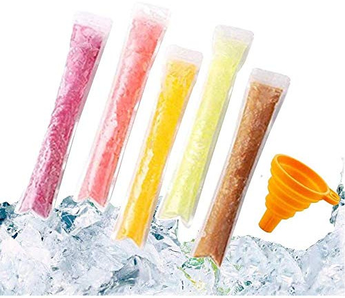 200 PCS Pop Bags Pop Mold Bags Popsicle Pouches Popsicle Molds Bags BPA Free Ice Pop Pouch with A Funnel for Yogurt, Ice Candy, Ice cream Party Favors | Good Quality Popsicle Bags, 11x2 Inch, Zip Seals, Easy Fill And Freeze, Ideal for DIY Summer Snacks Yogurt Juice Fruit