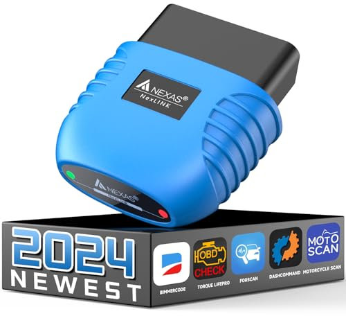 NEXAS NexLink Bluetooth OBD2 Scanner Compatible with Various Third-party Apps Like BimmerCode, Car Code Reader Check Engine Light Car EngineTool for Vehicles after 1996 and Motorcycles Specially