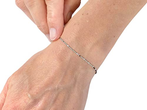 renna deluxe Morse-Code Armband PATIENCE aus Sterling Silber Armbändchen GEDULD in SCHWARZ | Handmade in Deutschland