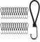 HAYATEC 25 ganci di espansione in gomma con ganci, 18 cm, elastici per teloni e gazebo, con gancio a spirale, supporto espansore, spanner in gomma, elastici per tenda per teloni, tende, colore: nero