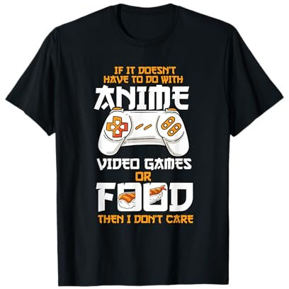 Cute Manga & Anime Merch for Anime Girls & Boys Unisex Anime Video Games Food Sushi Gaming Merch Otaku Gift Anime T-Shirt Black S Short Sleeve Classic Fit Crew Neck Round Cut Cuff T Shirt