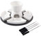 LFANH Chocolate Fondue Set/Melted Chocolate with Plates, 4 Pieces, Ceramic Stainless Steel Forks Easy To Use And Clean Long-Lasting