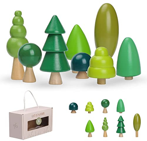 8er-Pack Baum Spielzeug aus Holz für Kinder, Verschiedene Größen Bäume Wald Rustikal Deko für Wohnkultur und kinderzimmer, Montessori Spielzeug für Jungen und Mädchen