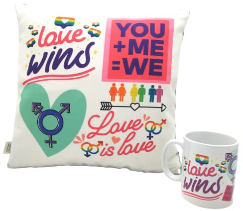 ETKR - Regalos Originales para Parejas - Regalo para Novia - Regalos San Valentin - Pack Taza + Cojín con Relleno - San Valentin - Regalo Pareja, Enamorados, Novia, Novio, Para Hombre, Mujer- You+Me