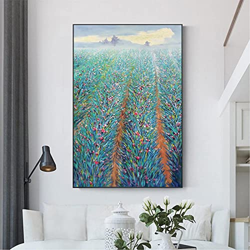 tymhrs Acrylbild,Einfaches Graues Blumen-Ölgemälde-Abstrakte Nordische Blumenmalerei Handgemalt