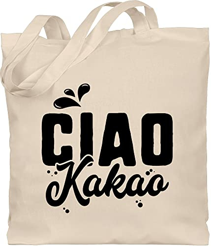 Baumwolltasche - Küche - Ciao Kakao - Unisize - Naturweiß - koch tschau stoffbeutel küchen beuteltasche geschenke aus der jute jutebeutel tragetasche baumwolle große stofftasche tragebeutel