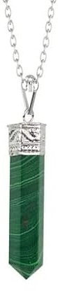 Natürlicher Edelstein Pencle facettierter Malachit mit Kettenanhängern – massives Silber grüner Malachit-natürlicher Edelstein-Anhänger – Ornamente, Glitzerschmuck, Geschenk zum Geburtstag