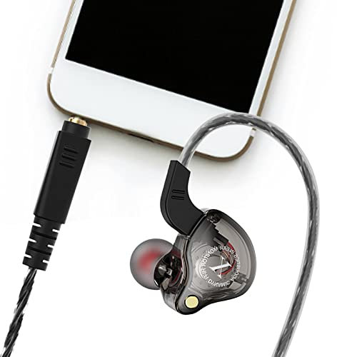 Niktule Wired Earbuds with Microphone, In-Ear Monitor Headphones, Wired Headphones for Singers Drummers Musicians Earphones Wired Noise Isolation Sport Earbuds for Running Jogging Gym