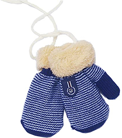 Baby Gestrickte Handschuhe Baby Mädchen Jungen Winter Handschuhe Fäustlinge mit Band 0-3 Jahre Kleinkind Stretch Fäustlinge mit Fleece gefüttert Hang Neck Halshandschuhe Draußen Schnee Handschuhe