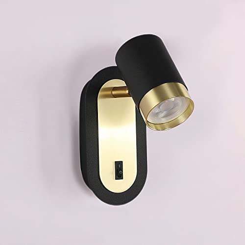 YNDD Wandleuchte Innen mit Schalter, 5W LED Leselampe Wandmontage Wandlampe Nachttischlampe Drehbare Wandbeleuchtung GU10-Fassung Bettleuchte Flur Schlafzimmer Treppen Wohnzimmer 4000K (Schwarz)