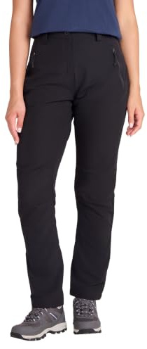 Mountain Warehouse Arctic Thermal Womens Trousers - Fleece Lined Pants, Stretch, Many Pockets, Inner Waistband Ladies Bottoms, Warm - for Walking, Camping, Hiking Black 8