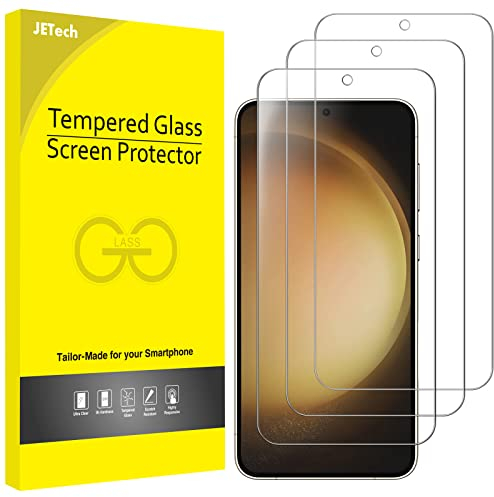 JETech Protector de Pantalla para Samsung Galaxy S23 5G 6,1 Pulgadas, Cristal Vidrio Templado, Compatible Huellas Dactilares ID, HD Transparente, 3 Paquetes