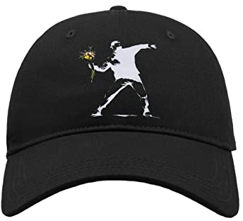 Maikomanija Banksy Street Art Graffiti Blumenüberwurf Baumwolle Curved Visier Baseball Cap Dad Hat Unisex Sport Bequemes Top, Schwarz , One size