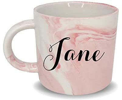 SMARTYPANTS Personalised Name Pink Marble Effect Tea Coffee Mug - Cup Drink Home Decor Plain Script Text His Hers Birthday Initial Occasion Phrases Gifts Presents (Pink Marble Handle)