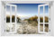 Wallario Outdoor-Poster für Garten oder Balkon Weg durch die Dünen zum Strand am Meer, Motivbanner Größe: ca. 60 x 90 cm mit Fenster-Illusion