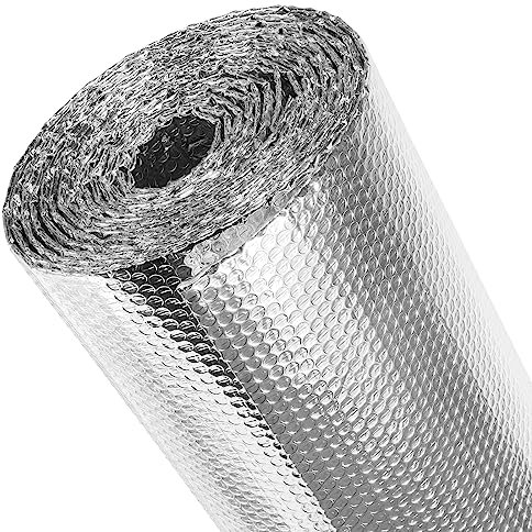 fowong Foil Insulation Roll , 60cm (W) x 600cm (L) x 6mm (T) Double Side Aluminium Foil Radiator Reflector Panels for Floor, Ceiling, Roof, Wall Insulation - Roll Heat & Vapour Barrier Saves Energy