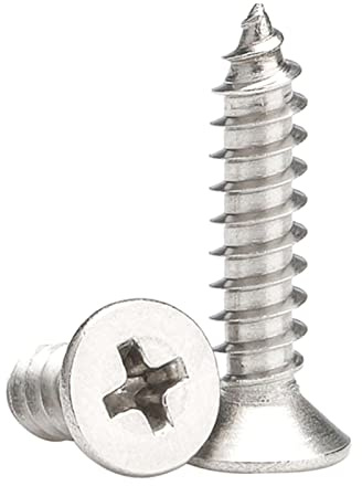 M5 x 50mm Self Tapping Screws, Phillips Flathead 304 Stainless Steel Screws, Fasteners Bolts for Plastic Wood Furniture and Drywall 50 Pcs