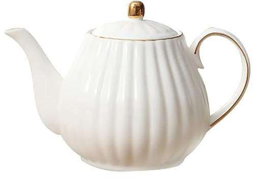 JTBDWOSK Royal Teekanne Vintage Keramik Tee Topf Britische Porzellan Teekanne Tee Topf Keramik Blume Teekanne Kaffee Topf Keramik Kaffeekanne für Blühende Lose Blatt Teekanne,Weiß