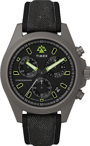Timex Expedition North Herren-Armbanduhr, 43 mm, schwarzes, zweiteiliges, synthetisches Kautschukarmband, schwarzes Zifferblatt, Titangehäuse TW2V96300