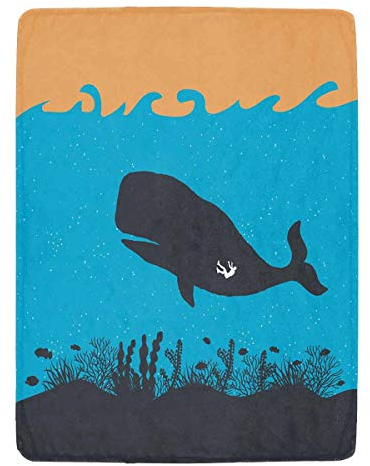351 Couch Decke Anti Verfärben Überwurfdecke Premium Sofaüberwurf Decke Für Bett Erwachsene Wohnzimmer Geschichte Jonas Und Der Wal, Großer Fisch M