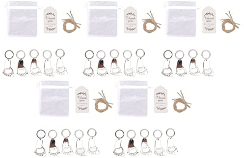 Topyond Apribottiglie 24 Set Apribottiglie Baby Showe, Portachiavi con Impronta di Bambino Bomboniere con Sacchetti di Organza Etichette di Ringraziamento Corda per Baby Shower Party