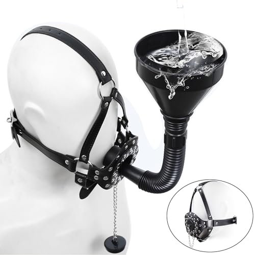 ALMYMM Knebel Mund Bondage Maske mit Trichter,Urinalknebel Sex Mundknebel Ball Gag Urinal-Piss mit Verstellbarem Geschirr,Ballknebel Oralsex SM Sklave Sexspielzeug für Frauen Männer Paare