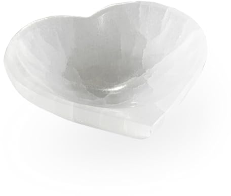 NKlaus 15595 - Cuenco de selenita natural con forma de corazón (10 x 11 cm), diseño de piedras preciosas