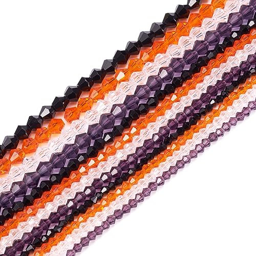 Cheriswelry Glasperlen, Stränge mit Halloween-Thema, österreichischer Kristall, Doppelkegel, für Armbänder, Halsketten, Schmuckherstellung, Basteln, 12 Stränge in 3 Größen
