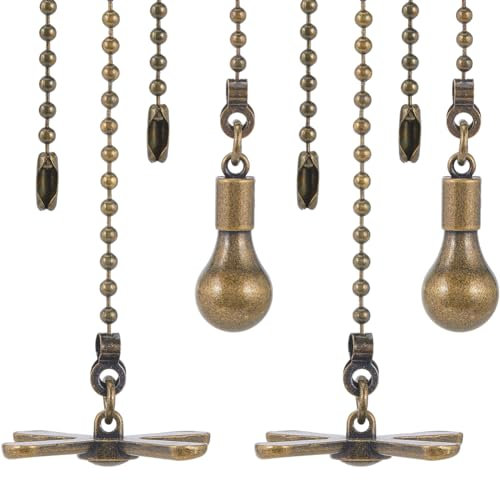 GORGECRAFT 4 Cadena de Extensión para Ventilador de Techo con Bombilla Decorativa Y Cordón de Ventilador Colgante para Lámpara de Techo,Extensor de Cadena de Ventilador,Bronce Antiguo