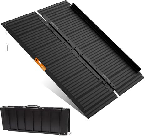 KOLOTOOL 4FT Aluminum Folding Wheelchair Ramp 362KG/800lbs Capacity, Mobility Ramp for Doorways, Stairs, Curbs, Thresholds with Anti-Slip Surface and Stainless Steel Hinges