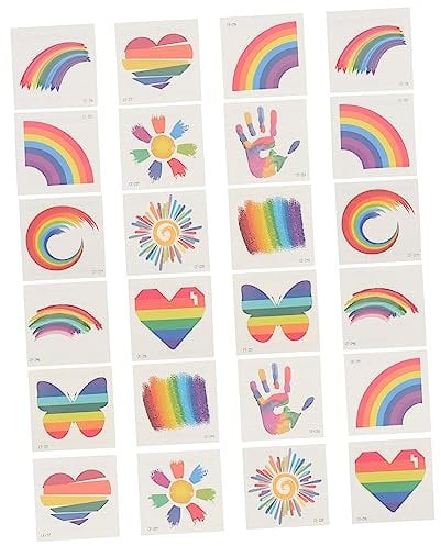 24pcs Face Stickers Gay Rainbow Pride Flag Rainbow Flag Fake Look Real Lgbtq Stickers Nail Sticker Animal Car Stickers Child Water Transfer Stickers