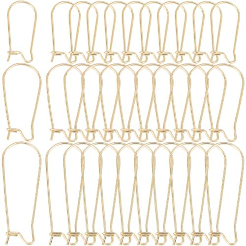 SOFPLATE 120Pcs Gold Kidney Teardrop Earring Hooks - 33mm Stainless Steel, 18K Gold Plated, DIY Craft