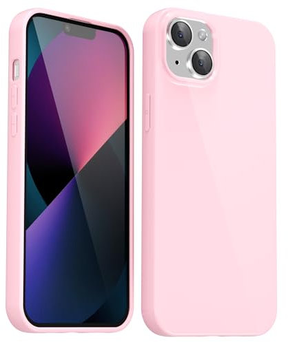 Svanove for iPhone 13 Mini Case Silicone, Glossy Soft Rubber Gel Jelly Cute Protective Plastic Simple Plain Phone Case Cover for Women Girl, Slim Thin Flexible Shockproof TPU, Pink