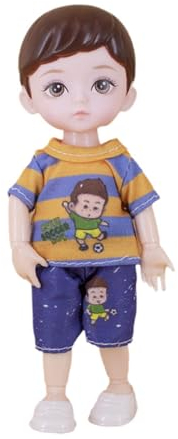 MagiDeal Puppen mit gegliedertem Körper, Spielzeug, männliche Puppe, Actionfiguren, kurzes Haar, braune Augen, bewegliche Gelenke, blanke Figur, Junge, Streifen
