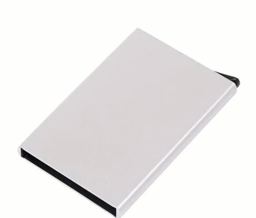 HealthyMoov Porte Carte bancaire Portefeuille Homme métal Silver Argent Acier Compartiment à Cartes Petit Compact Bouton Poussoir Pratique esthétique Design métallique léger Protection RFID