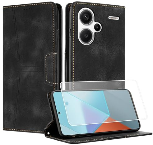 Yihaoyard Étui Portefeuille pour Xiaomi Redmi Note 13 Pro Plus 5G, Coque en Cuir avec Fente pour Carte, Fermeture Magnétique, Protège-Téléphone en TPU (Noir)