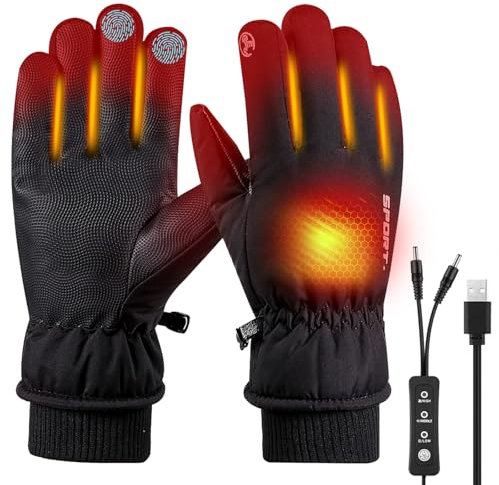 LYtech USB Beheizte Handschuhe Damen Herren Winterhandschuhe Touchscreen Handschuhe Vollfinger Beheizbare Handschuhe mit 3 Einstellbare Temperatur Elektrische erhitzte Handschuhe als Wintergeschenk