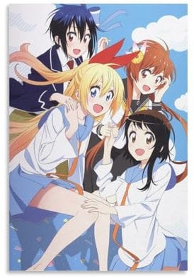 REDCHAMBER Japen Romantisches Harem-Manga-Nisekoi-Poster, Bild, Druck, Leinwand, Poster, Wandfarbe, Kunstposter, Dekoration, moderne Wohnkunstwerke, 60 x 90 cm