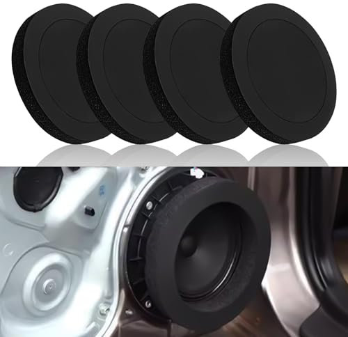 Hirificing 4PCS Speaker Foam Rings 6.5 inch Speaker Baffle Self-Adhesive Door Speaker Foam Enhancer for Enhancing Stereo Audio Sound, Universal Speaker Gasket Car Accessories Bass Blocker Kit