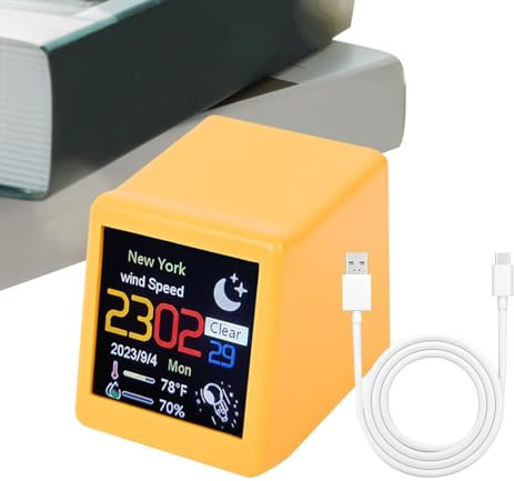 Smart Weather Station, Digital Desktop Weather Display, Wifi Weather Forecast Device, Smart Air Quality Monitor, Real-Time Weather Desktop Station, Weather Station for Home