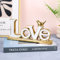Eachave White and Gold Love Signs for Home Decor Statue, Love Sign Decoration, Gold Bird Sculpture, Personalized Gold Style Figurine Decorative Ornaments for Living Room, Bedroom, Desktop, Cabinets