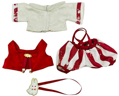 niannyyhouse 20 cm große Plüschpuppenkleidung, Mantel, Weste, Overall, Rucksack, Hanfu, antiker Stil, Anzug, 20,3 cm Puppe, Dressup (rot)