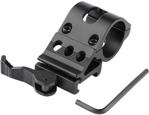 Husalsea Quick Release Flashlight Mount Clip, 21mm Slot, for 25.4mm Tube Diameter, Aluminum Alloy Torch Holder, Black | Compatible with LED Lenser, Police Torch, Security Flashlight