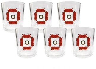 Set di 6 Bicchieri in Vetro Natalizi trasparenti da 300 ml, con Decoro di Natale Duraturi e Resistenti, Design Natalizio Elegante, 6x Bicchieri Acqua per Tavola Natalizia (300 ML, Stella di Natale)