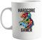 signkitsuk Hardcore Gamer Mug - Funny Gaming Mug for Gamers - 11oz Ceramic Coffee Cup with Dinosaur Picture - Great Gift for Video Game Lovers, Kids, and Adults - Present for Him Or Her