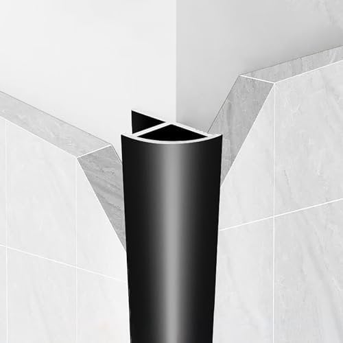 Raouoae Aluminum Tile Edge Trim 125CM (2 Pieces) - Corner, Step, Rail Profiles For Ceramic Tiles, Floors, Wall Panels, Bathroom, Kitchen(Black,12mm)